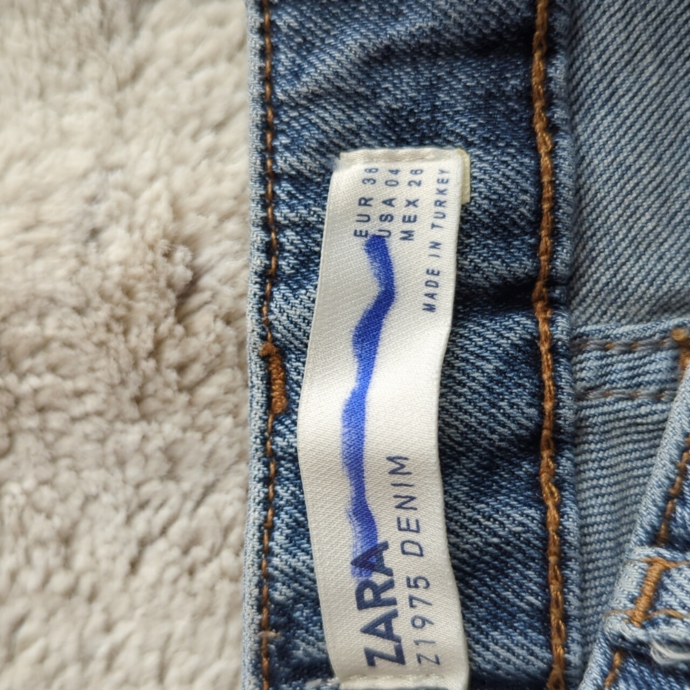 Zara Denim High Rise Red Side Stripe Skinny Jeans Size 4 Waist - Picture 3 of 5